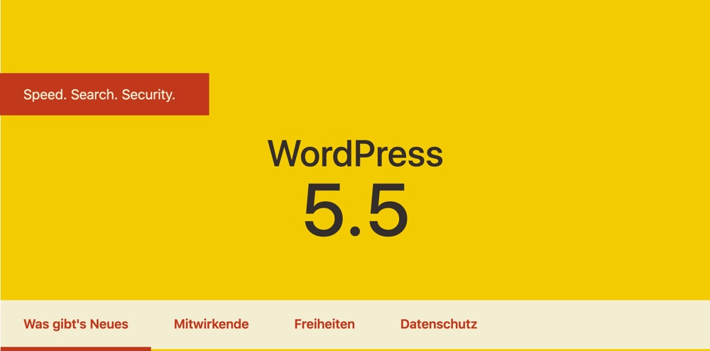 WordPress 5.5 - Speed. Search. Security.