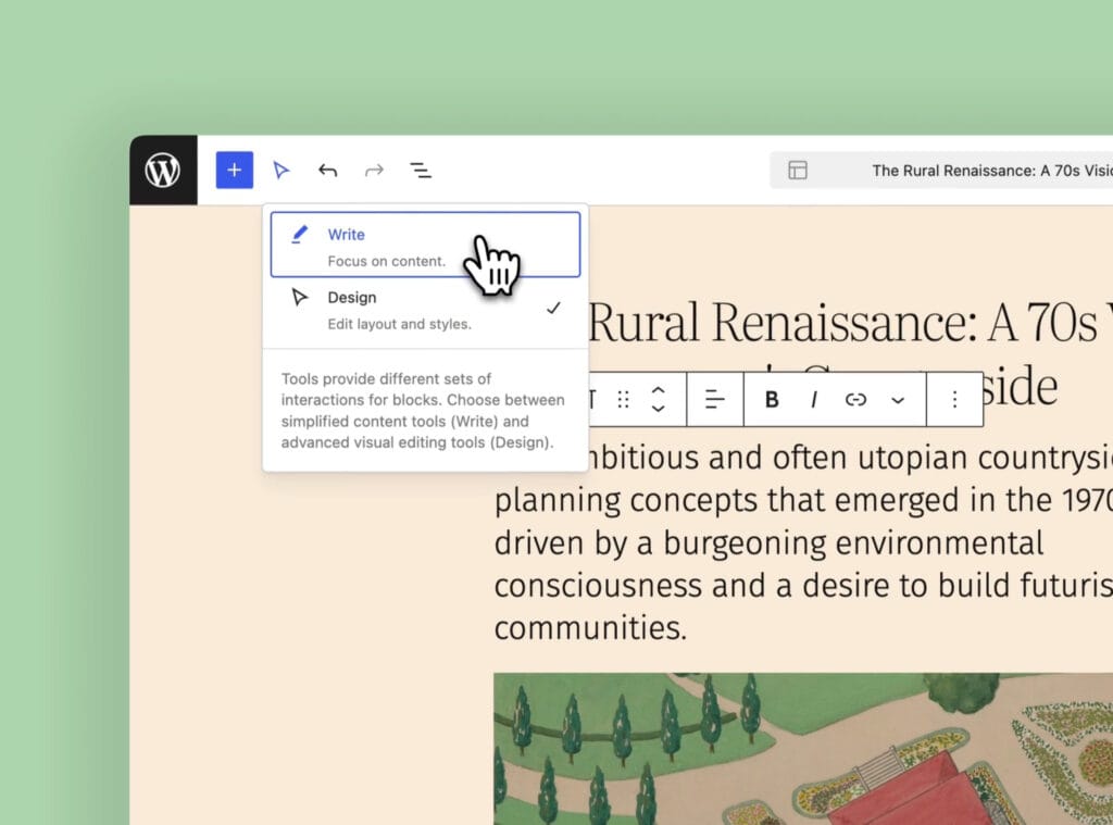 Der für WordPress 6.9 geplante Write- und Designmodus