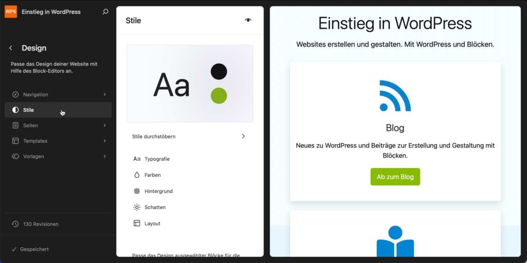 Website-Editor - Start - Stile 