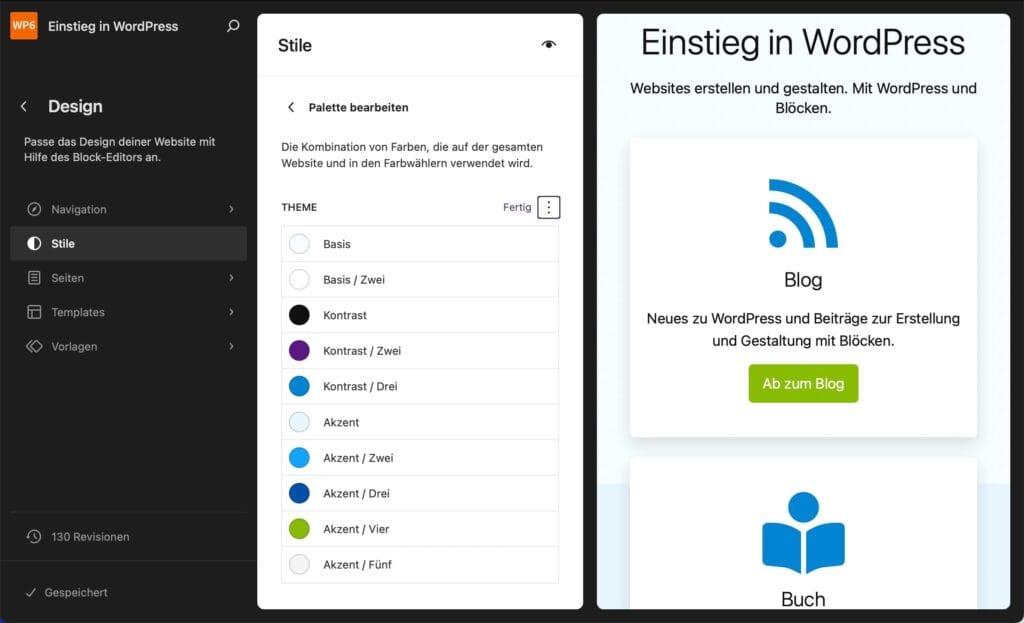 Website-Editor - Stile - Farben