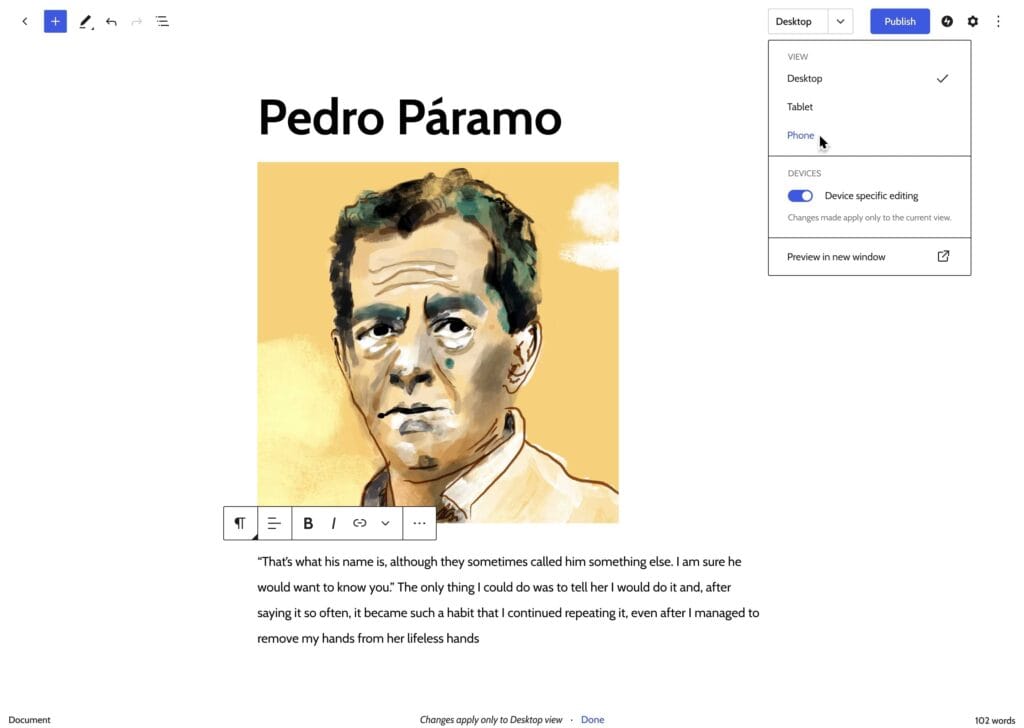 WordPress - Block-Editor - Responsive